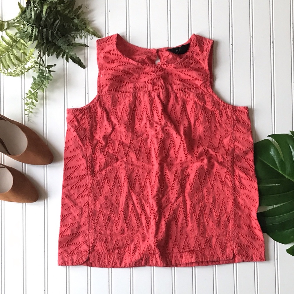J. Crew red top eyelet sleeveless size 6